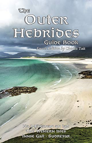 Front cover of The Outer Hebrides Guide Book showing a sandy beach and sea.