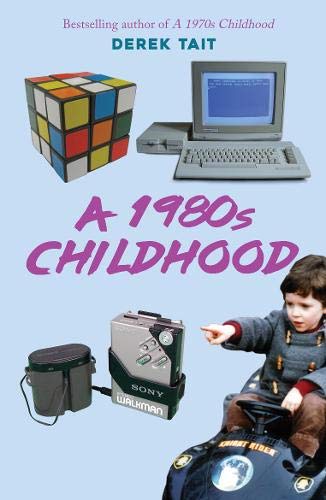 1980s toys and technology: Rubik’s Cube, computer, Walkman, and toy car.