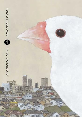 A large white bird looms over a detailed watercolor illustration of a Tokyo cityscape.