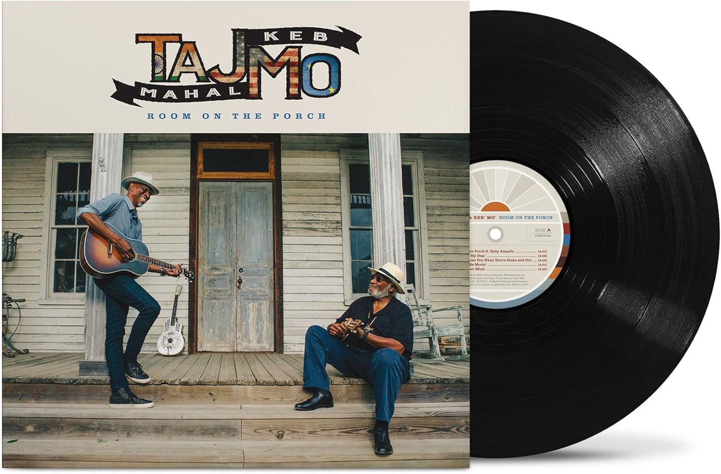 Taj Mahal & Keb' Mo' album cover with vinyl record shown.