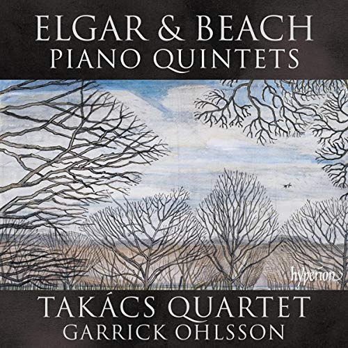 CD cover for Elgar & Beach piano quintets by Takács Quartet.