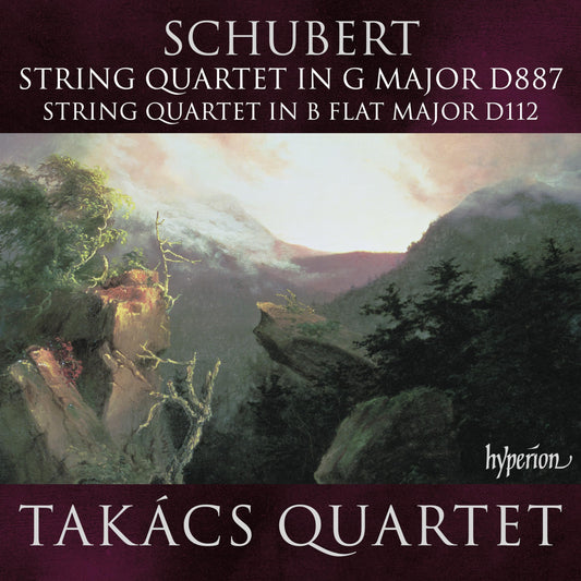 CD cover for Takács Quartet performing Schubert string quartets, landscape painting.