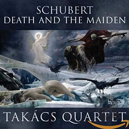 Cover art depicts an ethereal scene with figures and ravens, titled "Schubert: Death and the Maiden".
