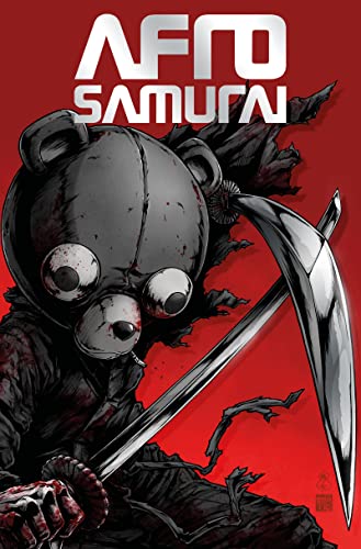 Afro Samurai Vol.2 cover: a teddy bear with a large scythe, red background.