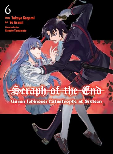 Manga cover: Guren and Shinoa, with red and black background.