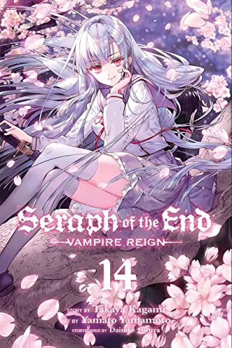 Manga volume cover with a silver-haired girl amidst falling cherry blossoms.