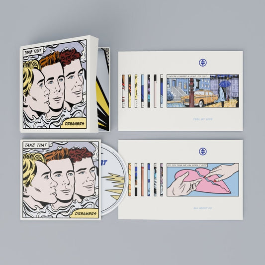 Take That “Dreamers” deluxe CD package with pop art-style cover art.