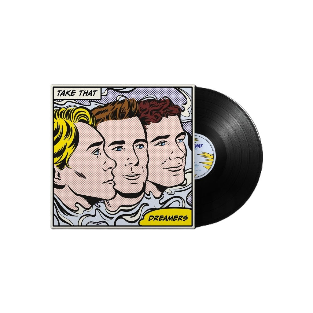 Take That “Dreamers” vinyl record with pop art style cover art.