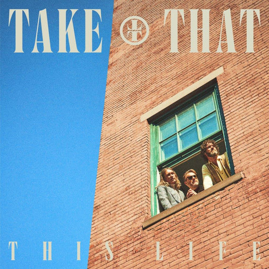 Take That “This Life” CD cover with building and people in window.