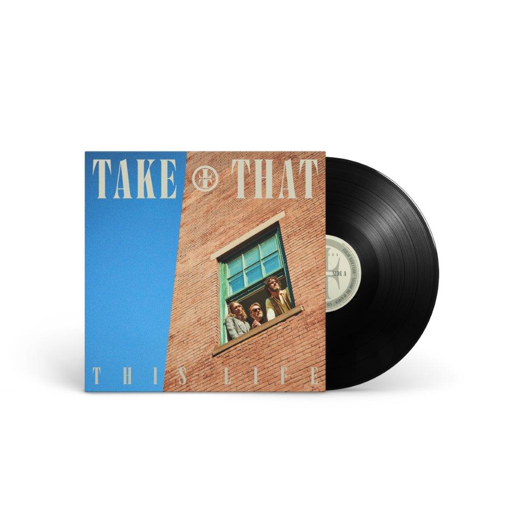 Take That's "This Life" vinyl record with a brick building cover.