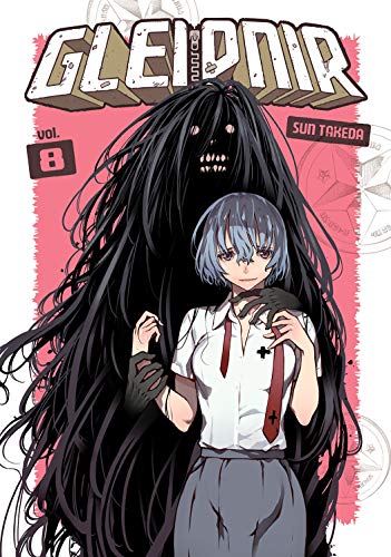 Manga cover: girl with blue hair facing a shadowy, monstrous figure.