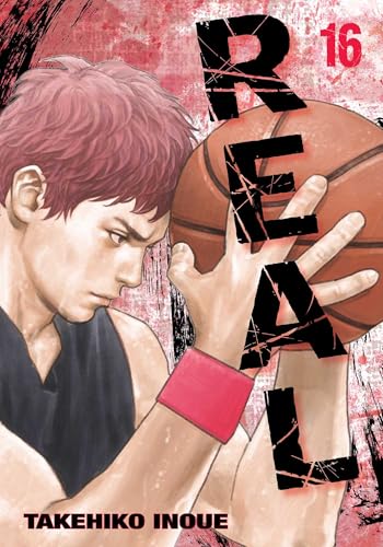 “Real, Vol. 16” manga cover featuring a basketball player and cracked text.