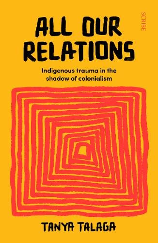 Book cover: "All Our Relations" with red concentric squares and black text.