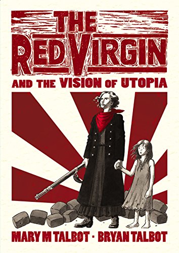 Book cover: woman with rifle, child, and red starburst background.