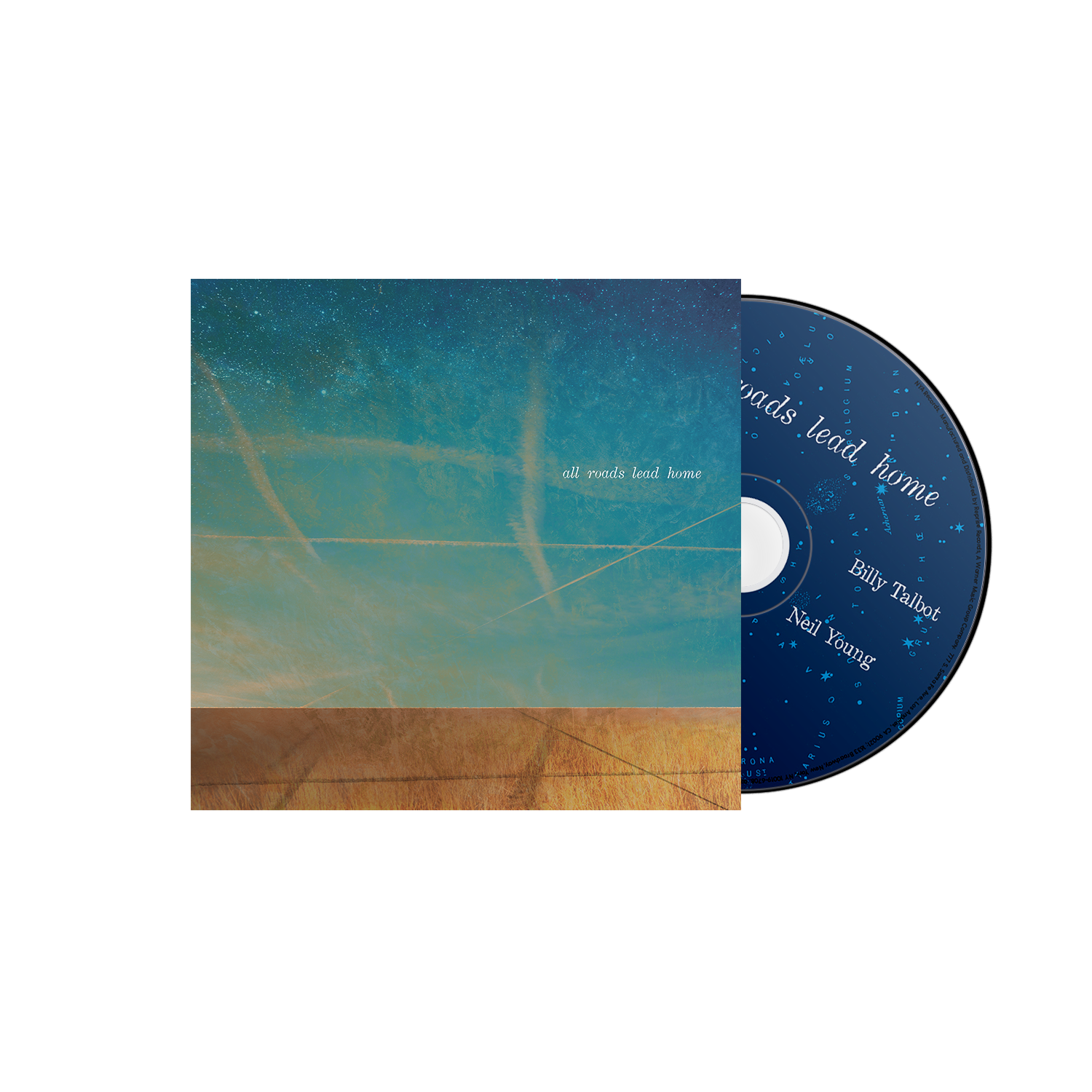 "CD case with a blue and brown cover and a blue disc."