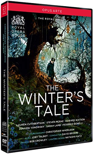 DVD cover for “The Winter’s Tale” ballet, featuring a dancer in a forest.