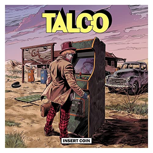 CD cover for Talco’s “Insert Coin” featuring a man at an arcade game.