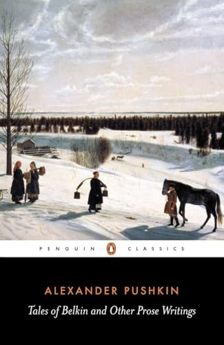 Book cover: snowy Russian landscape painting, people, horse, text.
