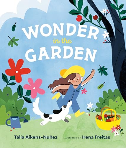 Children’s book cover, “Wonder in the Garden,” showing a girl and dog.