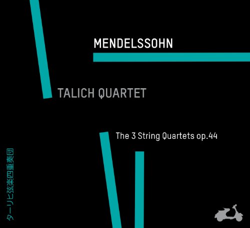 CD cover: Talich Quartet performing Mendelssohn string quartets, teal text on black.