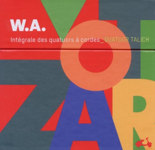 "Colorful box set with abstract geometric shapes and letters, featuring 'W.A.' and 'Talich' text."