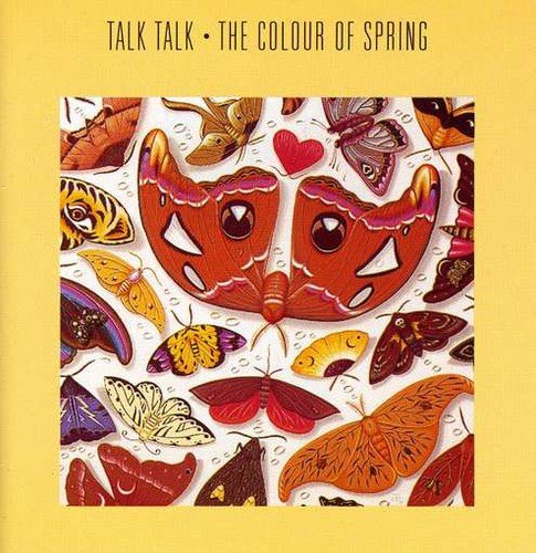 "Album cover with a yellow background and a square of colorful butterflies."