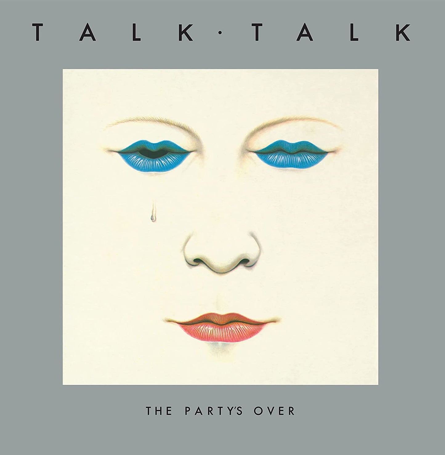 Album cover featuring a stylized face with blue lips for eyes and red lips.