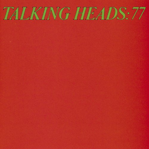 Red album cover with green text: "TALKING HEADS: 77".