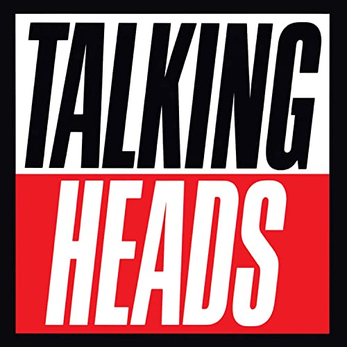 Talking Heads album cover: "True Stories" with bold red and white text.
