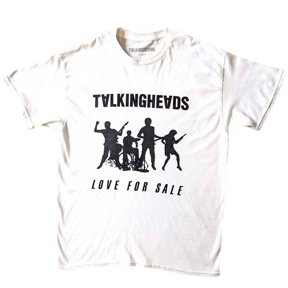 A black unisex t-shirt featuring the Talking Heads Love For Sale album cover graphic.