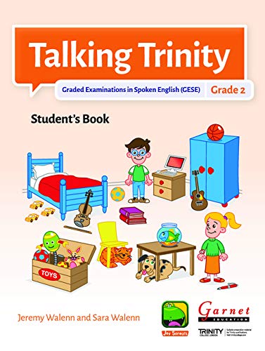 Talking Trinity" Grade 2 student book cover with illustrated bedroom scene.