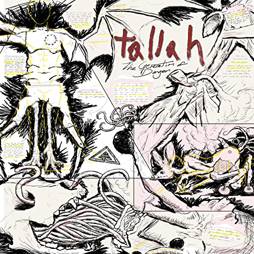 Black and white sketch-style album cover for Tallah’s “The Generation Of Danger.”