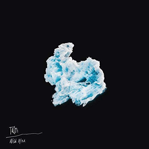 The image depicts a blue, irregularly-shaped object on a black background. For accessibility purposes, a suitable alt text could be: "Blue, irregular shape on black background with 'Talos Wild Alee' text."