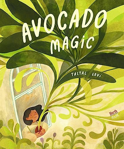 Book cover: "Avocado Magic" with illustrated avocado leaves and a girl.