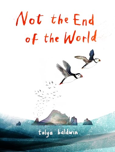 Book cover: two puffins flying over a blue and grey seascape.