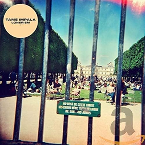 Tame Impala “Lonerism” CD cover: park view through metal bars.