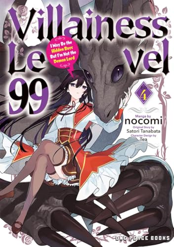 Manga cover: woman with dragon, purple text "Villainess Level 99 Volume 4".