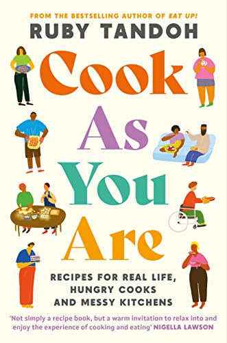 Book cover for Cook As You Are featuring colorful illustrations of diverse people cooking.