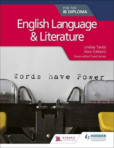 Textbook cover for IB English Language & Literature, with typewriter.