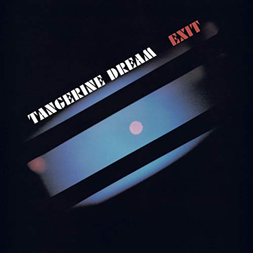 CD cover for Tangerine Dream’s “Exit” with abstract blue and black design.