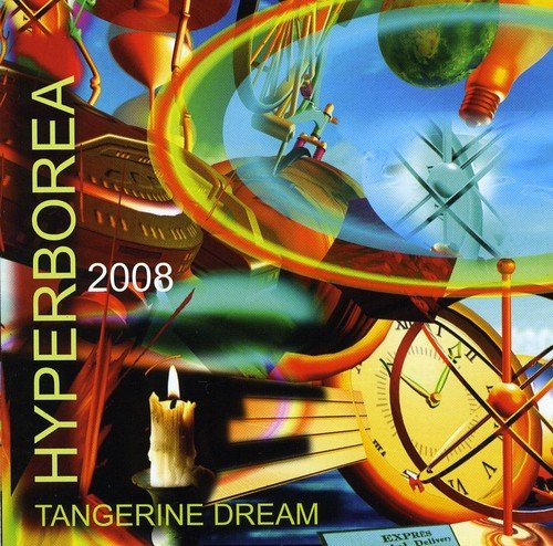 CD cover art: surreal landscape with airships, clock, and candles.
