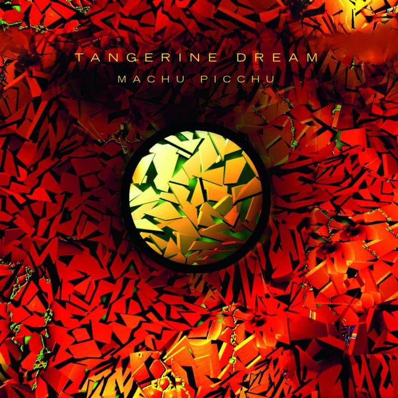 Album cover for Tangerine Dream’s “Machu Picchu” featuring abstract red and black shapes.