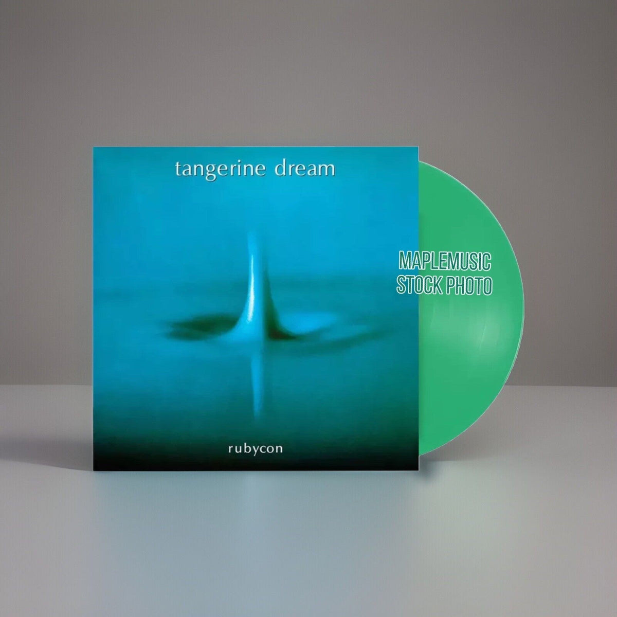 Rubycon" vinyl record by Tangerine Dream, with a blue and green cover.