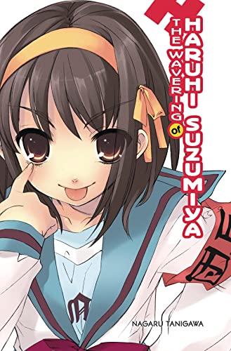 Light novel cover featuring anime girl Haruhi Suzumiya with brown hair.