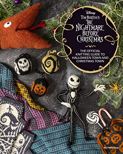 The Nightmare Before Christmas" knitting guide with Jack Skellington and knitted characters.