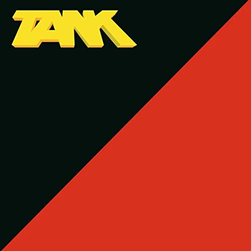 Album cover for Tank, split diagonally between red and black, with yellow text.