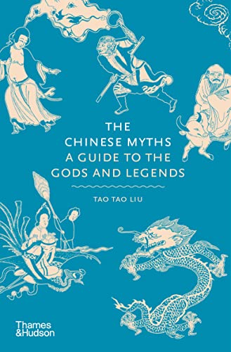Book cover with blue background featuring white line art of Chinese mythological figures.