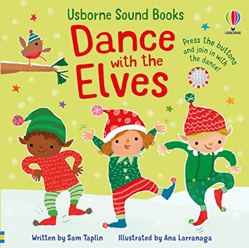 Cover of “Dance with the Elves” sound book, illustrated elves dancing.