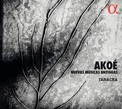 "Album cover with abstract black and white design, text 'Akoé' and 'Taracea'."