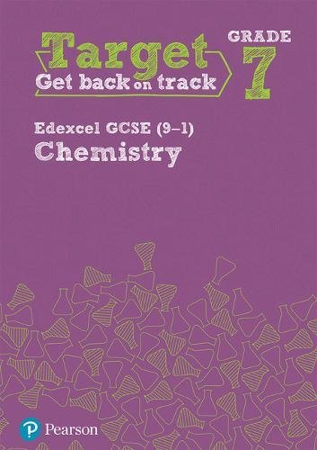 Purple workbook cover with "Target Grade 7" and chemistry flask pattern.